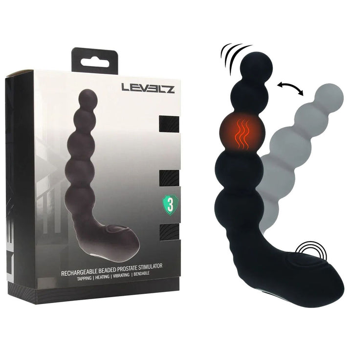 LEVELZ Beaded Heating + Vibrating Prostate Massager - Black