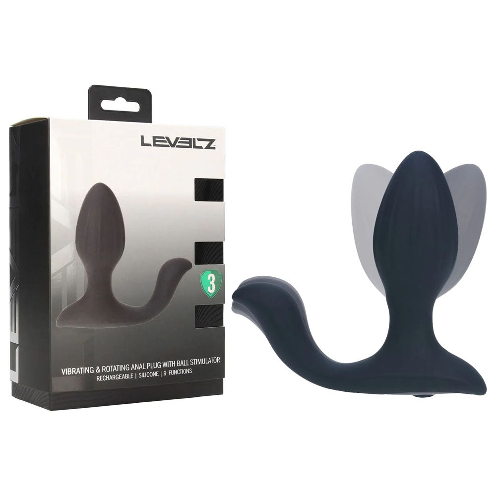 LEVELZ Vibrating & Rotating Anal Plug with Ball Stimulator - Black