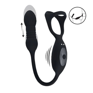 LEVELZ Vibrating & Thrusting TriO Cock Ring with Prostate Stimulator - Black