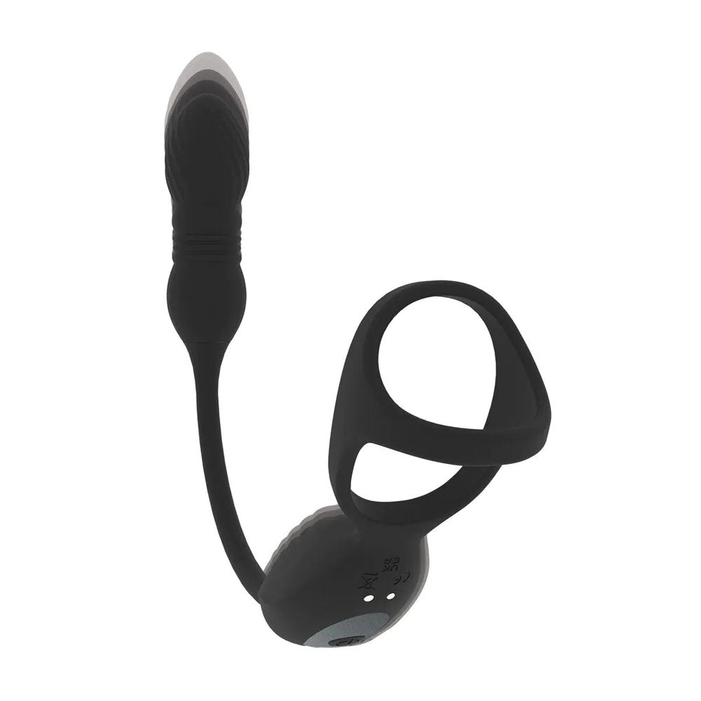 LEVELZ Vibrating & Thrusting TriO Cock Ring with Prostate Stimulator - Black