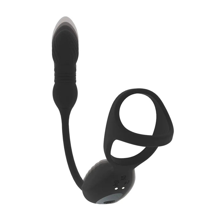 LEVELZ Vibrating & Thrusting TriO Cock Ring with Prostate Stimulator - Black