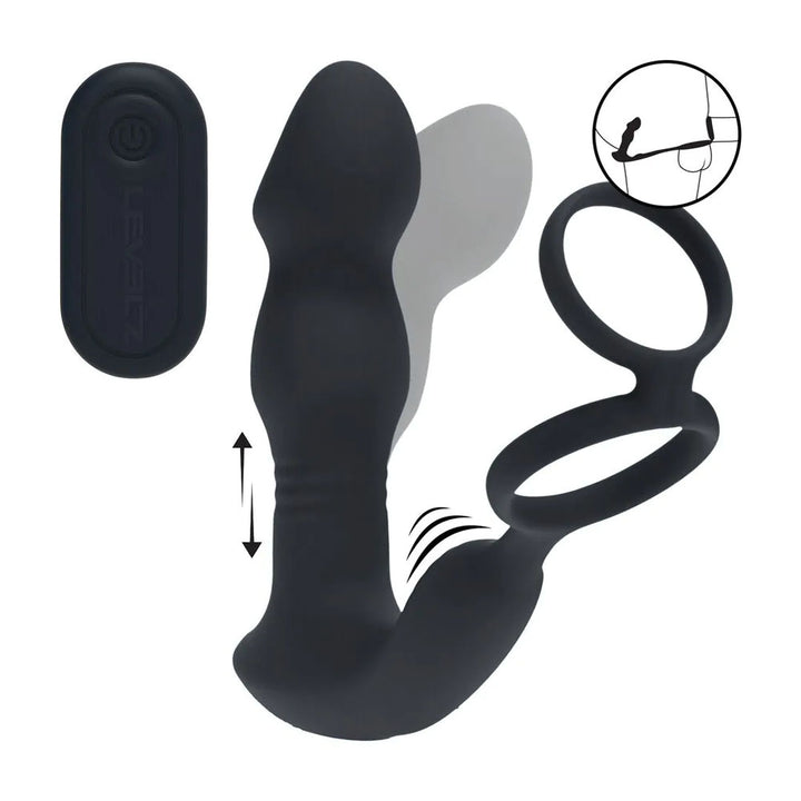 LEVELZ Remote Controlled Prostate Stimulator with Cock Ring - Black