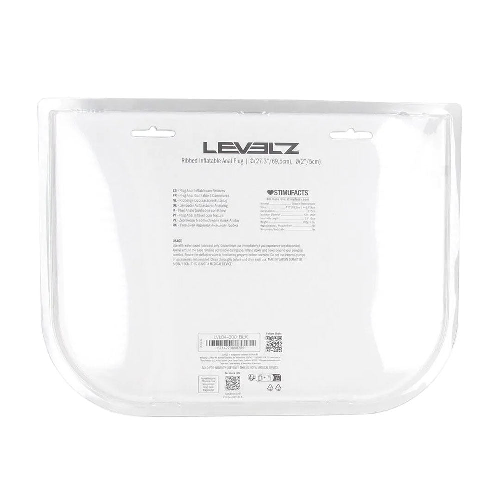 LEVELZ Ribbed Inflatable Anal Plug - Black