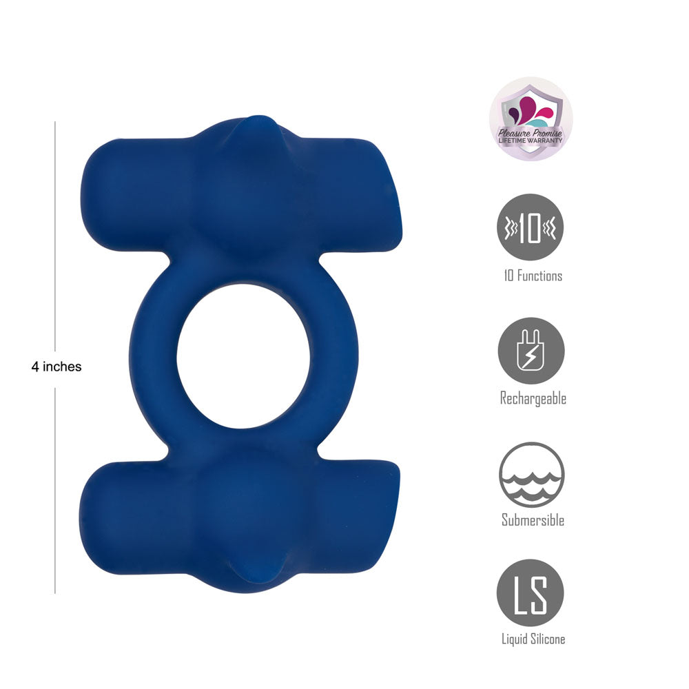 Maia Ronin Dual Vibrating Cock Ring - Blue