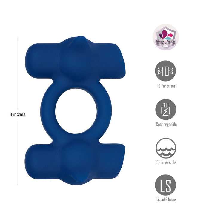 Maia Ronin Dual Vibrating Cock Ring - Blue