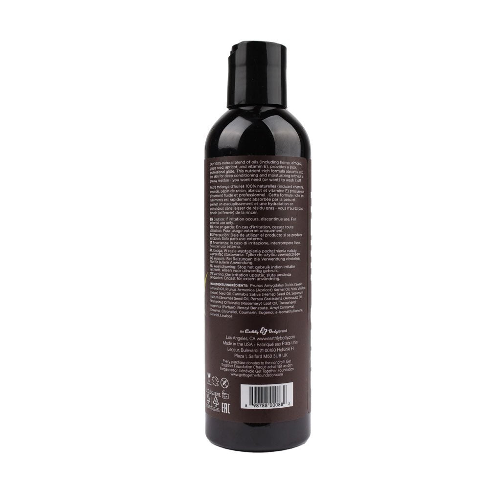 Earthly Body Hemp Seed Massage & Body Oil - Nag Champa Scent