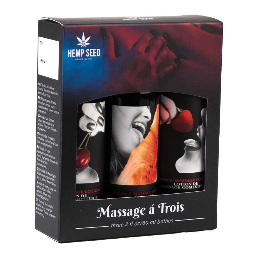 Hemp Seed Edible Massage Lotion A Trois Kit