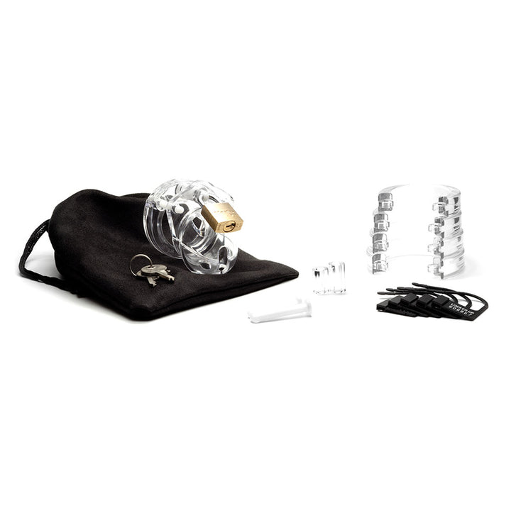 Mini-Me Black Chastity 1.25 Inch Cock Cage Kit - Clear