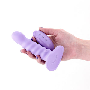 Colours Ribbed 5 Inch Vibrating Dildo with Remote - Purple