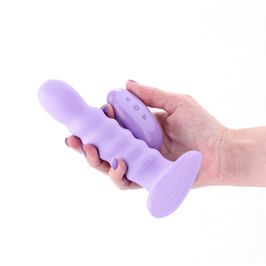 Colours Ribbed - 6'' Vibrating Dildo with Remote - Purple
