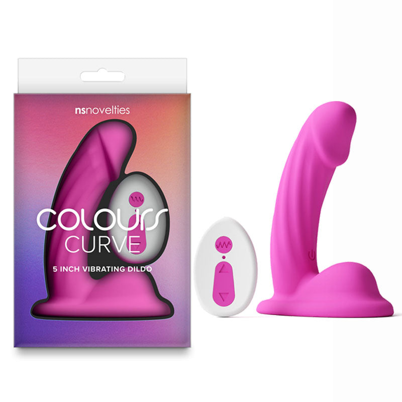 Colours Curve - Vibrating 5 Inch Dildo with Wireless Remote - Pink