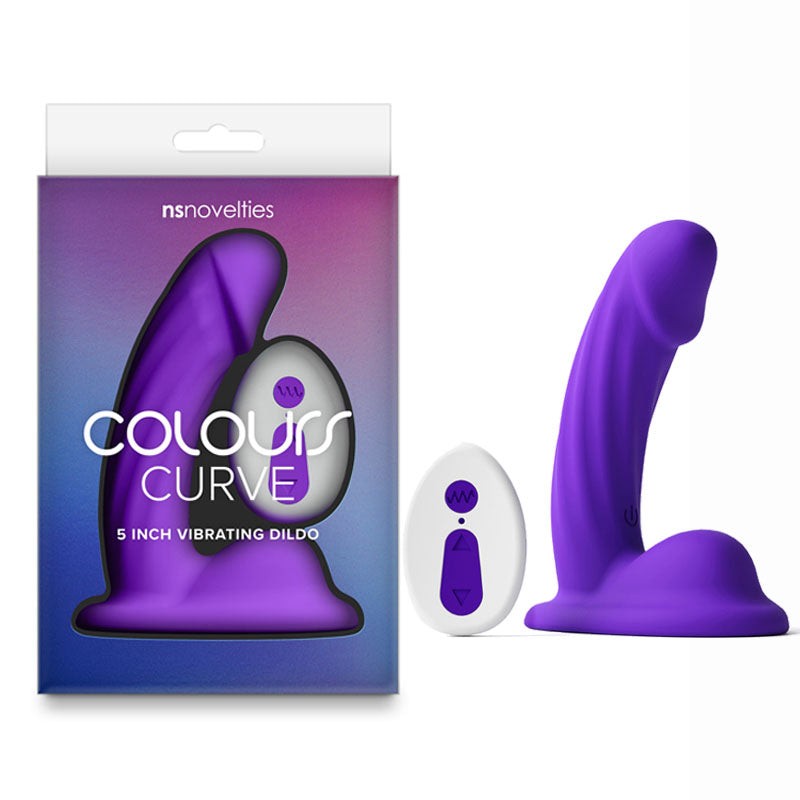 Colours Curve - Vibrating 5 Inch Dildo with Wireless Remote - Purple