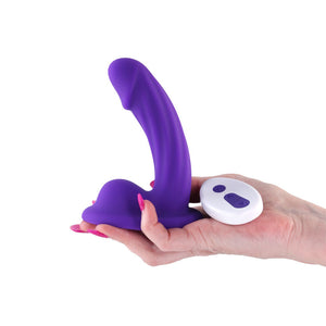 Colours Curve - Vibrating 5 Inch Dildo with Wireless Remote - Purple