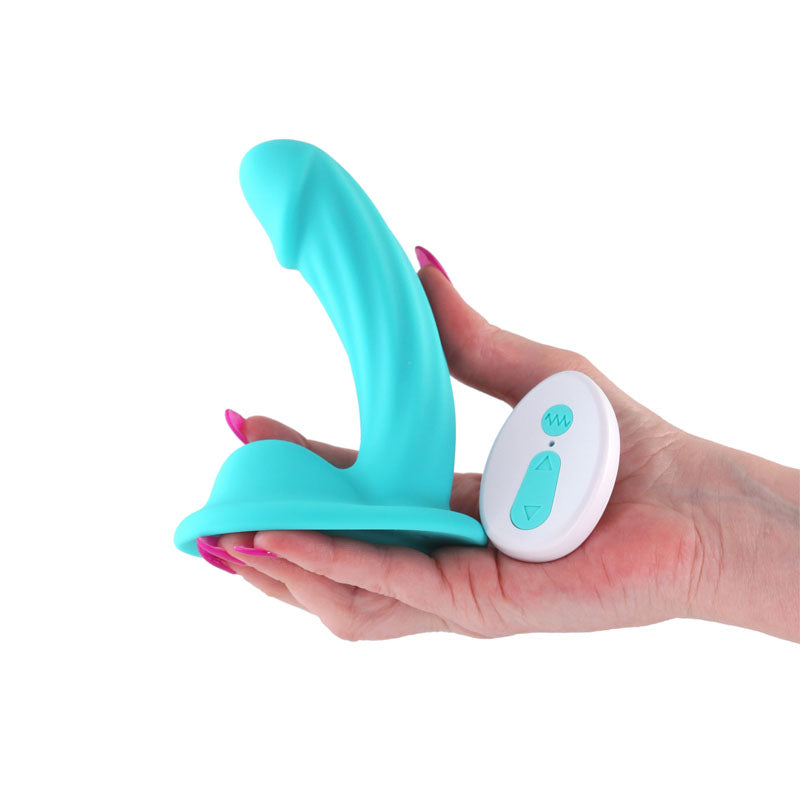Colours Curve - Vibrating 5 Inch Dildo with Wireless Remote - Teal