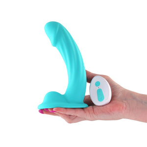 Colours Curve - Vibrating 6 Inch Dildo with Wireless Remote - Teal