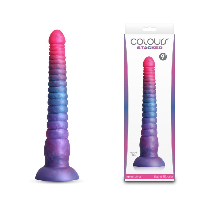 Colours Stacked 9 Inch Fantasy Dildo - Pink/Blue
