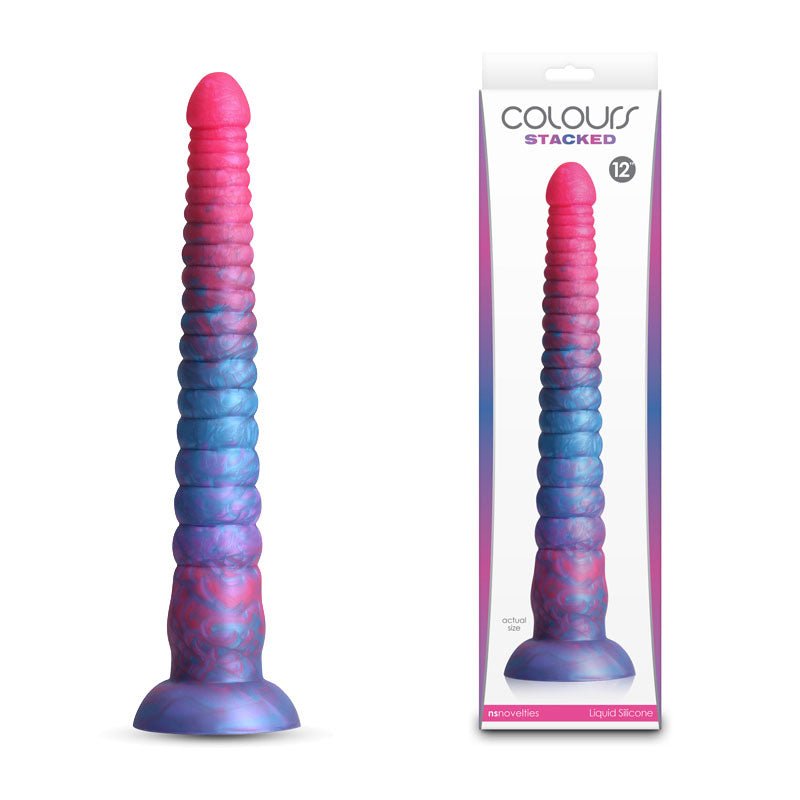 Colours Stacked 12 Inch Fantasy Dildo - Pink/Blue