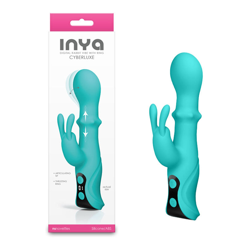 InYa Cyberluxe Rabbit Vibrator with Sliding Ring Shaft - Aqua