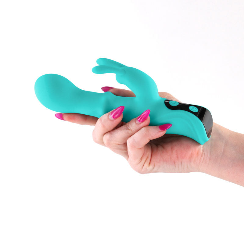 InYa Cyberluxe Rabbit Vibrator with Sliding Ring Shaft - Aqua
