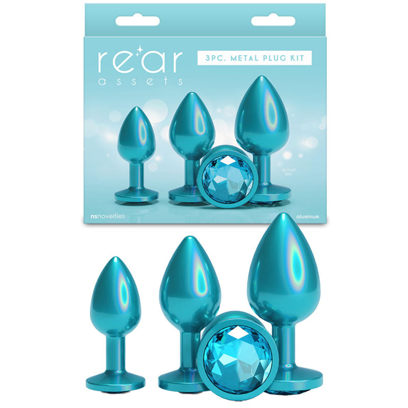Rear Assets Butt Plugs Anal Trainer Kit - Iridescent Teal