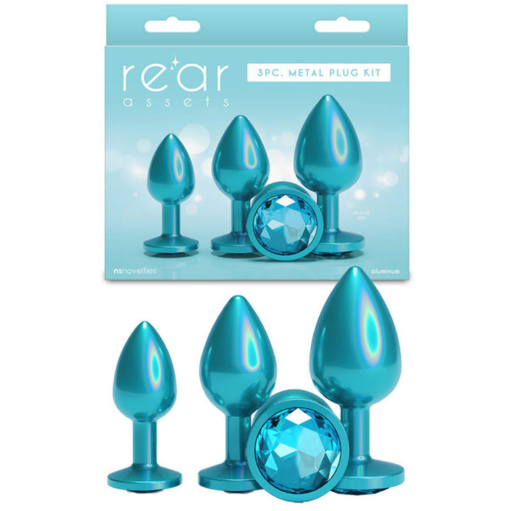 Rear Assets Butt Plugs Anal Trainer Kit - Iridescent Teal