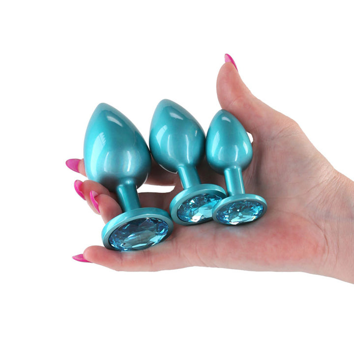 Rear Assets Butt Plugs Anal Trainer Kit - Iridescent Teal