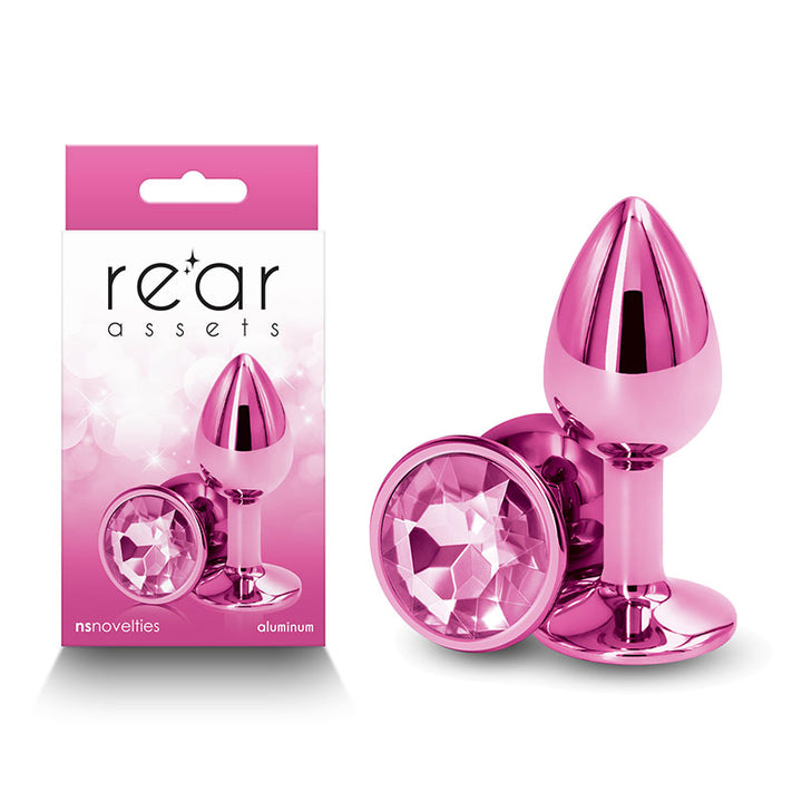Rear Assets Small Metal Butt Plug with Pink Round Gem