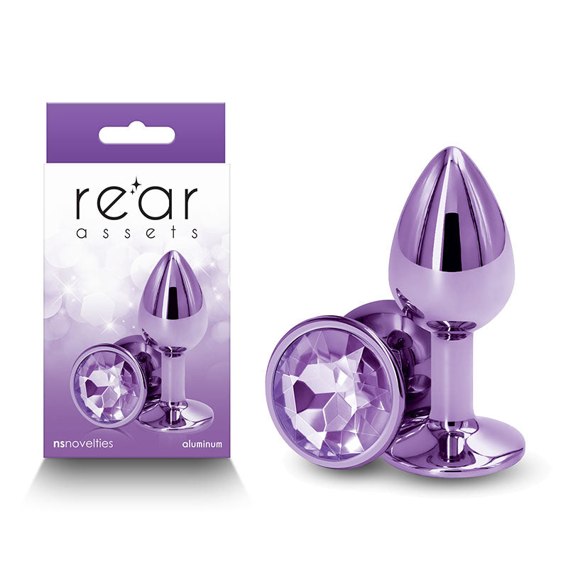 Rear Assets Small Metal Butt Plug with Purple Round Gem