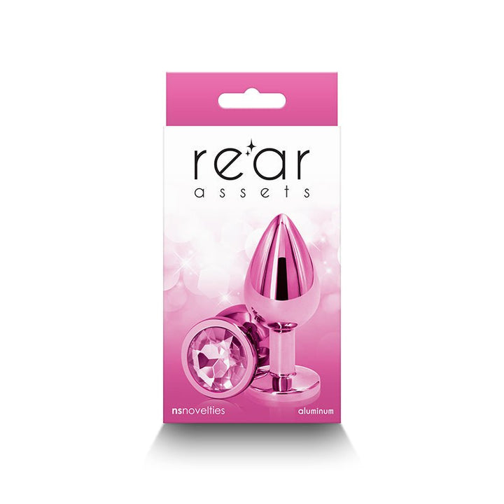 Rear Assets Medium Metal Butt Plug with Pink Round Gem