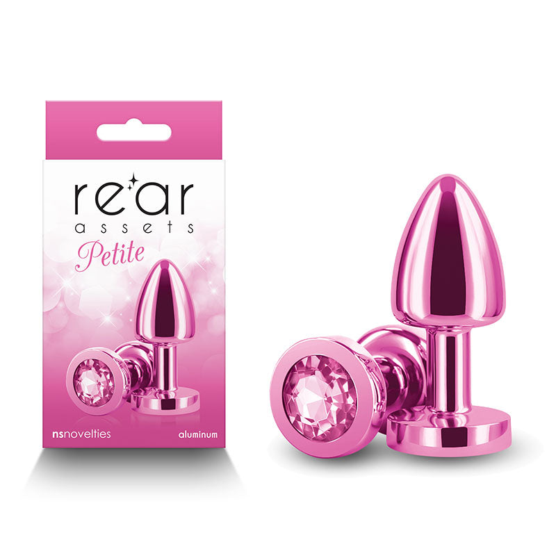 Rear Assets Petite Metal Butt Plug with Pink Round Gem