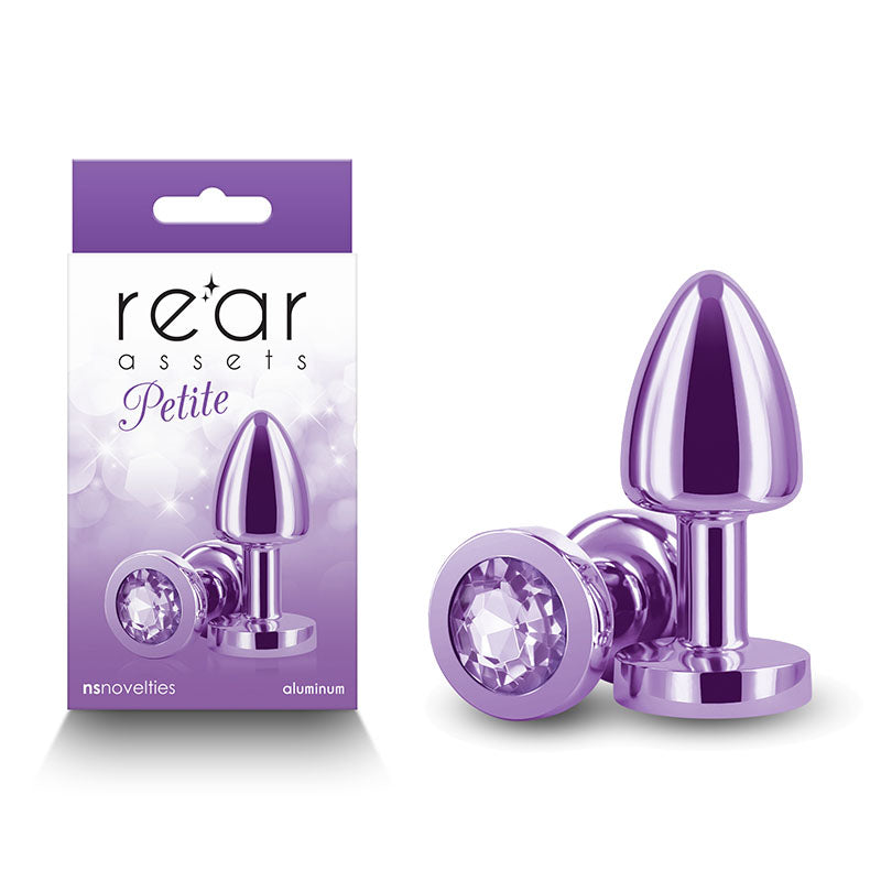 Rear Assets Petite Metal Butt Plug with Purple Round Gem