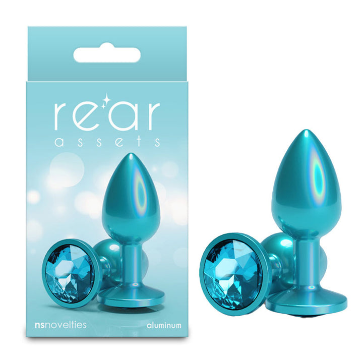 Rear Assets Small Jewelled Butt Plug - Iridescent Teal