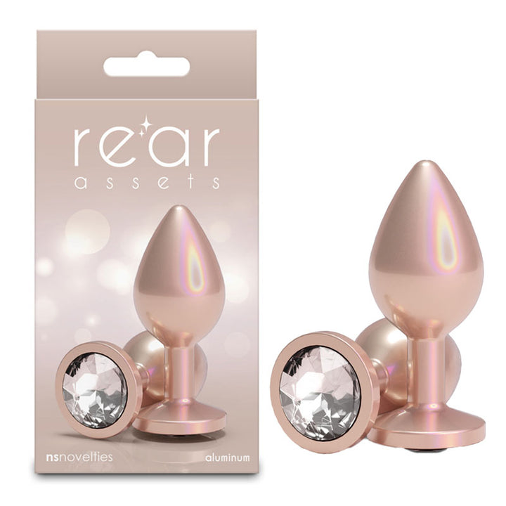 Rear Assets Jewelled Medium Butt Plug -Iridescent Champagne
