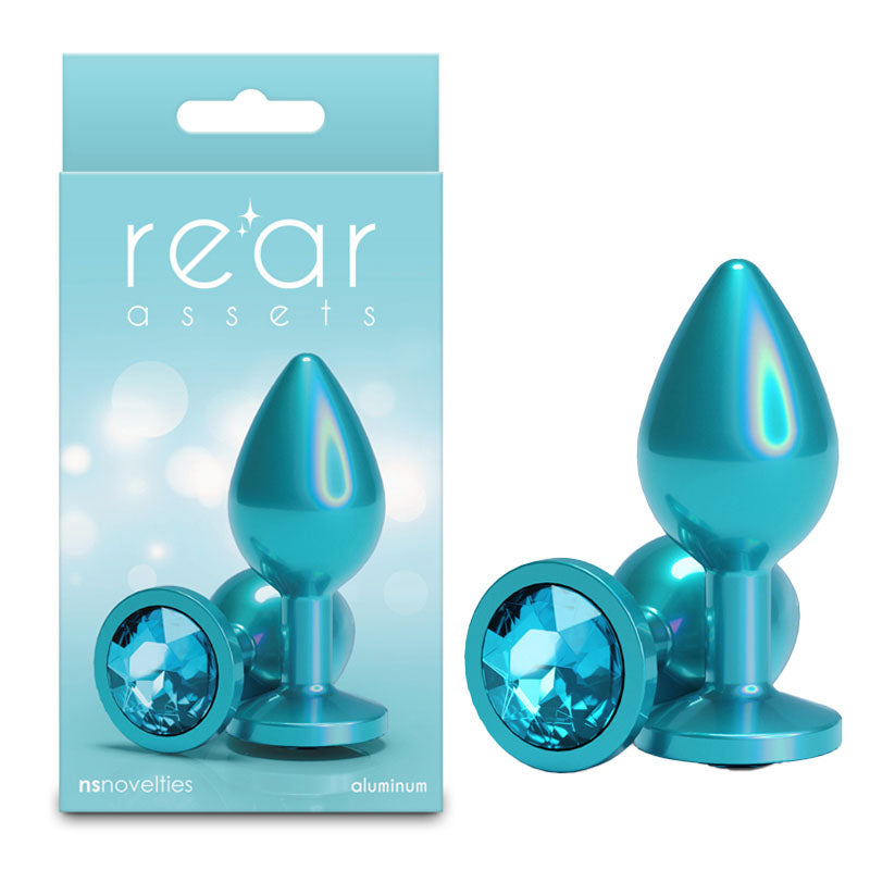 Rear Assets Jewelled Medium Butt Plug - Iridescent Teal