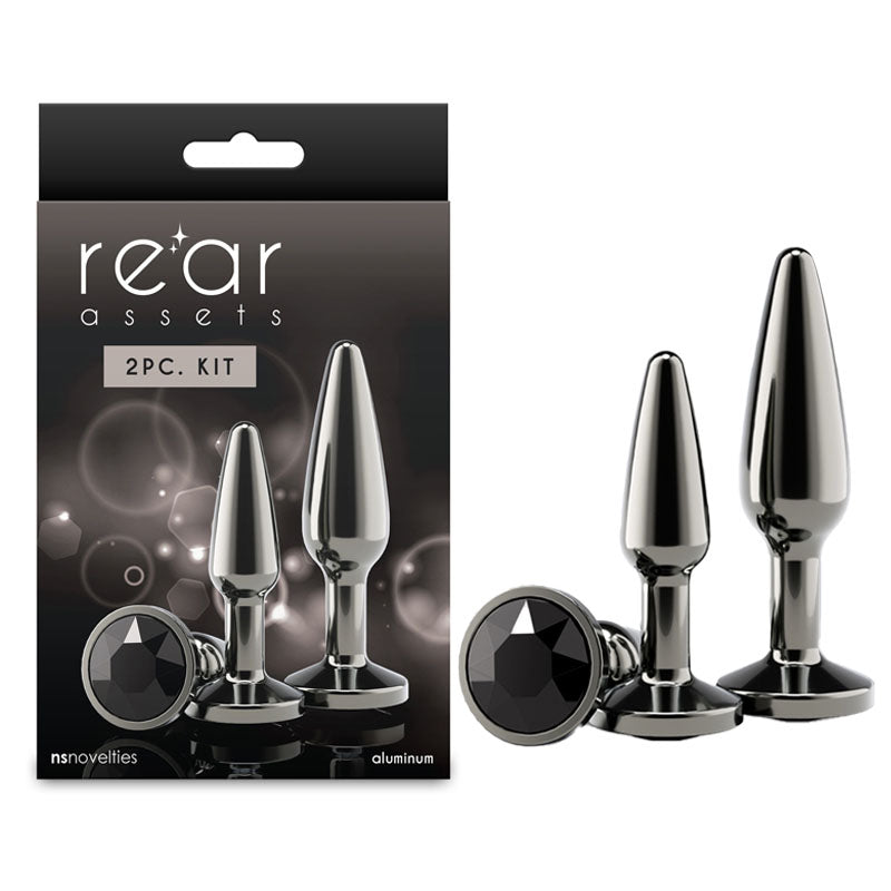 Rear Assets Jewelled Tapered Butt Plugs Trainer Kit - Gun Metal
