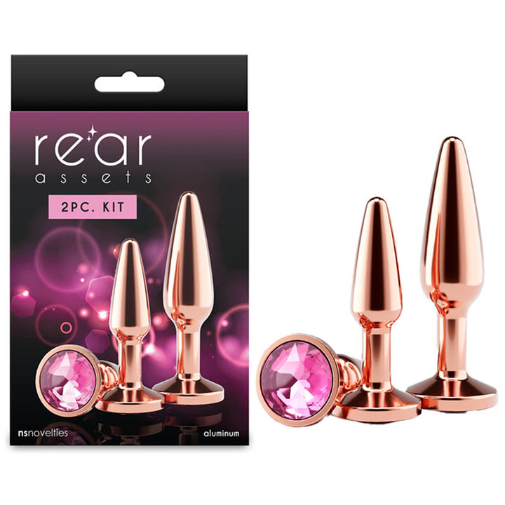 Rear Assets Jewelled Tapered Butt Plugs Trainer Kit - Rose Gold