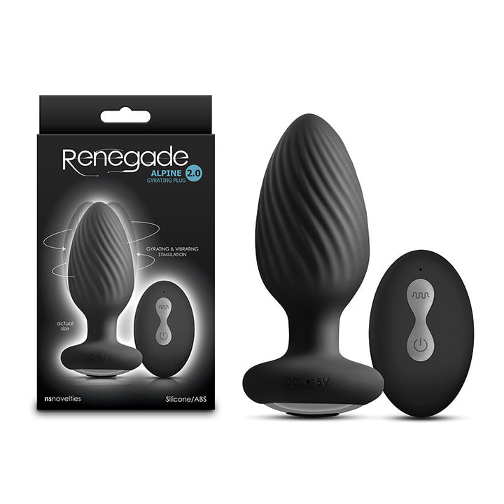 Renegade Alpine 2.0 - Gyrating Anal Plug With Remote - Black