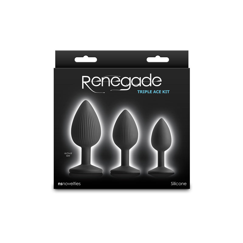 Renegade Triple Ace Butt Plug Kit - Black