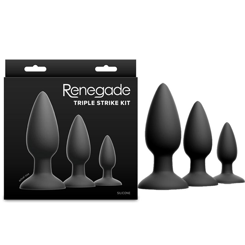 Renegade Triple Strike Butt Plugs Kit - Black