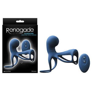 Renegade Gladiator Vibrating Penis Harness with RemoteControl  - Blue