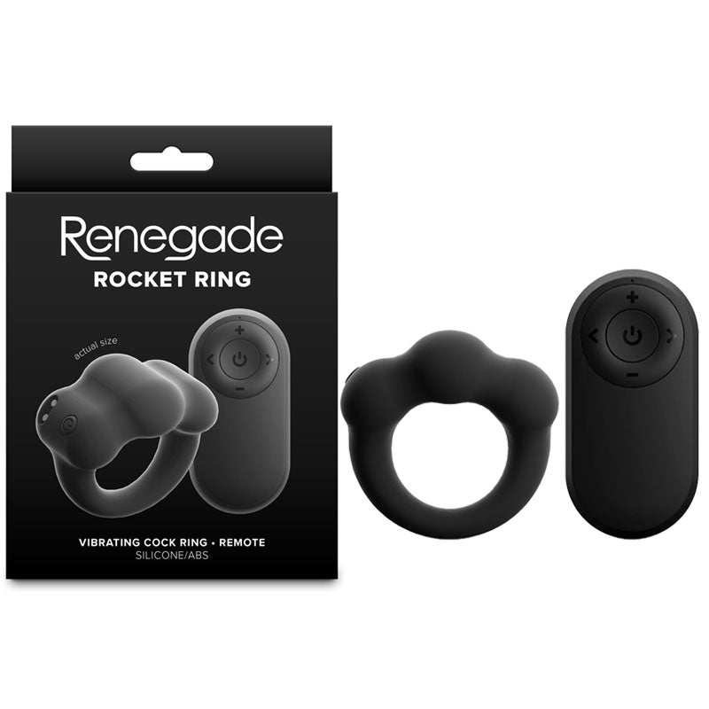 Renegade Rocket Ring -  Vibrating Cock Ring with Remote - Black