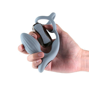 Renegade Pinnacle - Vibrating Butt Plug with Cock Ring  & Remote - Grey