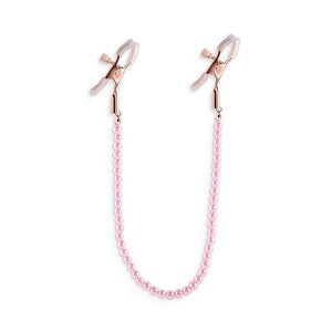 Bound Nipple Clamps with Pink Pearl Chain