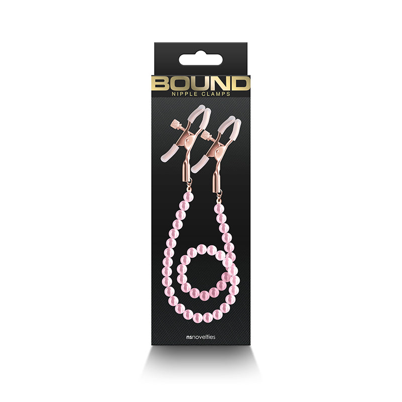 Bound Nipple Clamps with Pink Pearl Chain