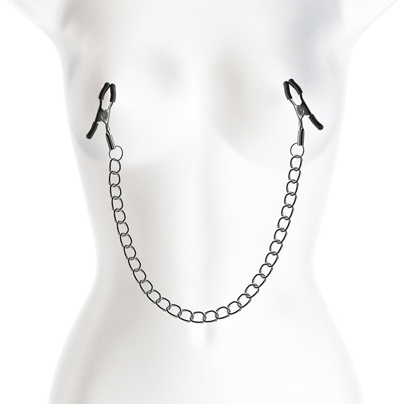 Bound Gunmetal Nipple Clamps with Chain