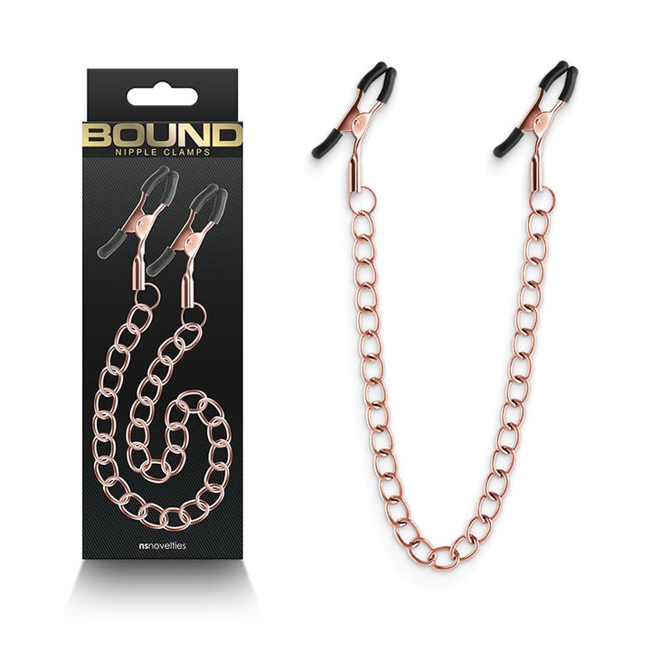Bound Rose Gold Nipple Clamps with Chain