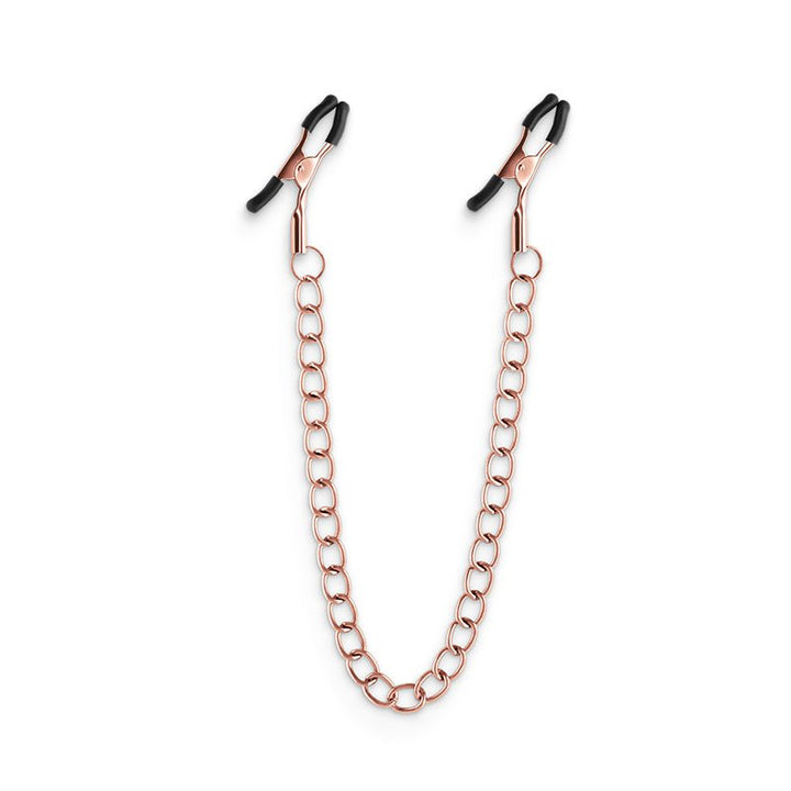 Bound Rose Gold Nipple Clamps with Chain