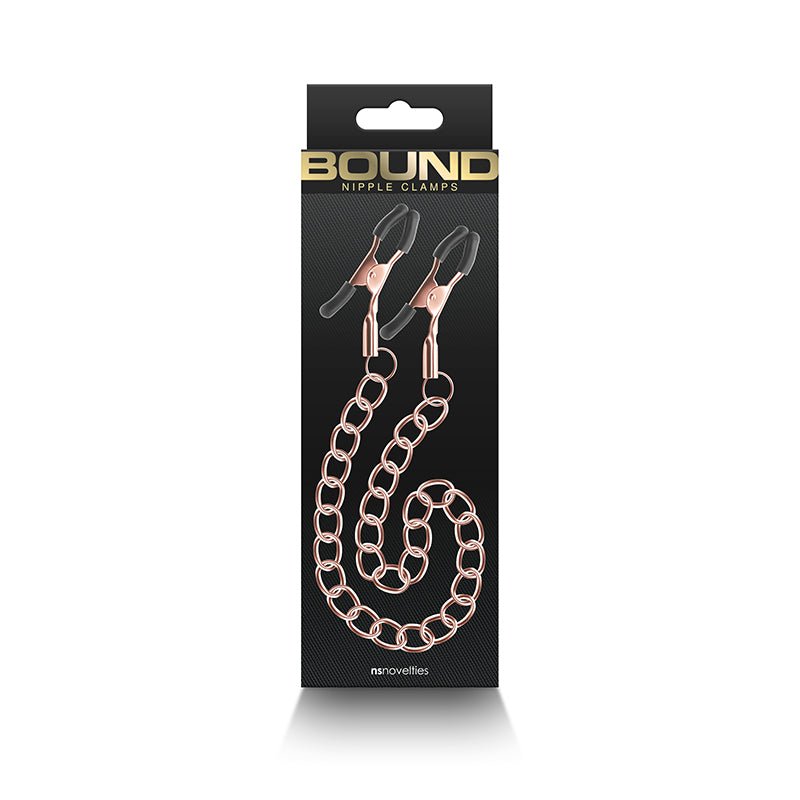 Bound Rose Gold Nipple Clamps with Chain