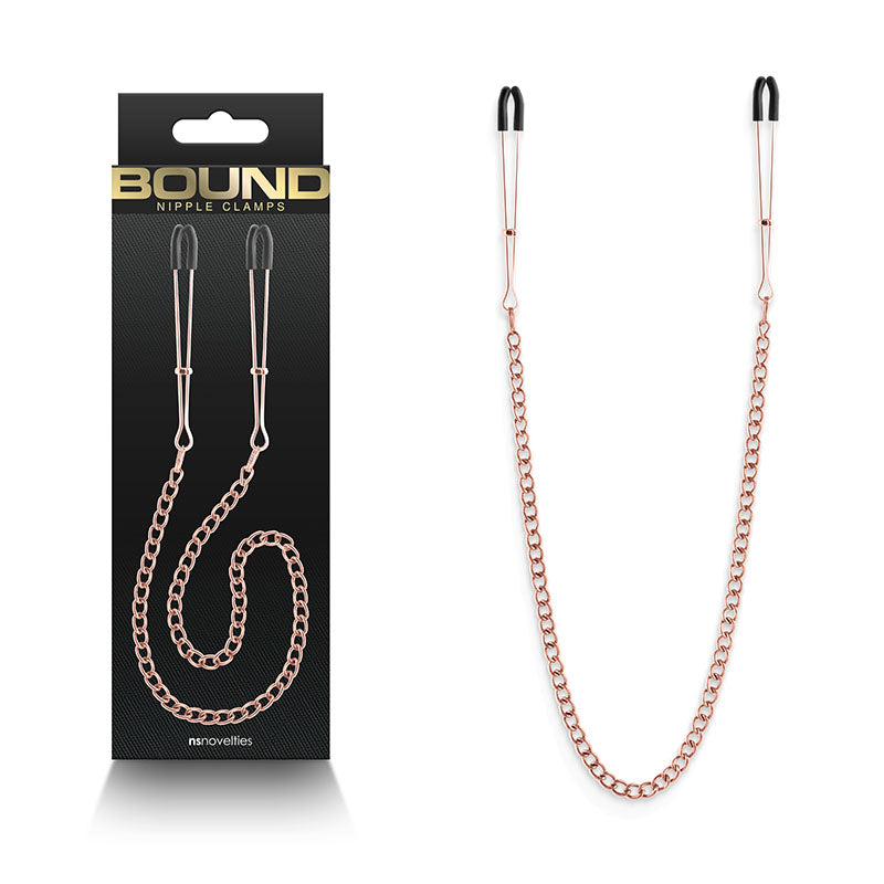 Bound Rose Gold Nipple Clamps with RG Chain
