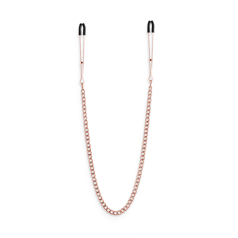 Bound Rose Gold Nipple Clamps with Chain